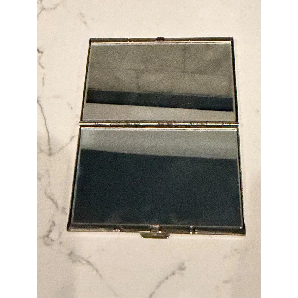 Neiman Marcus Vintage Silver Tone Butterfly‎ Logo  Double Compact Mirror